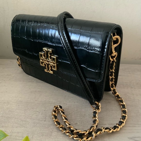 Tory Burch Handbags - NWT TORY BURCH BRITTEN CROC EMBOSSED CROSSBODY/WALLET ON A CHAIN